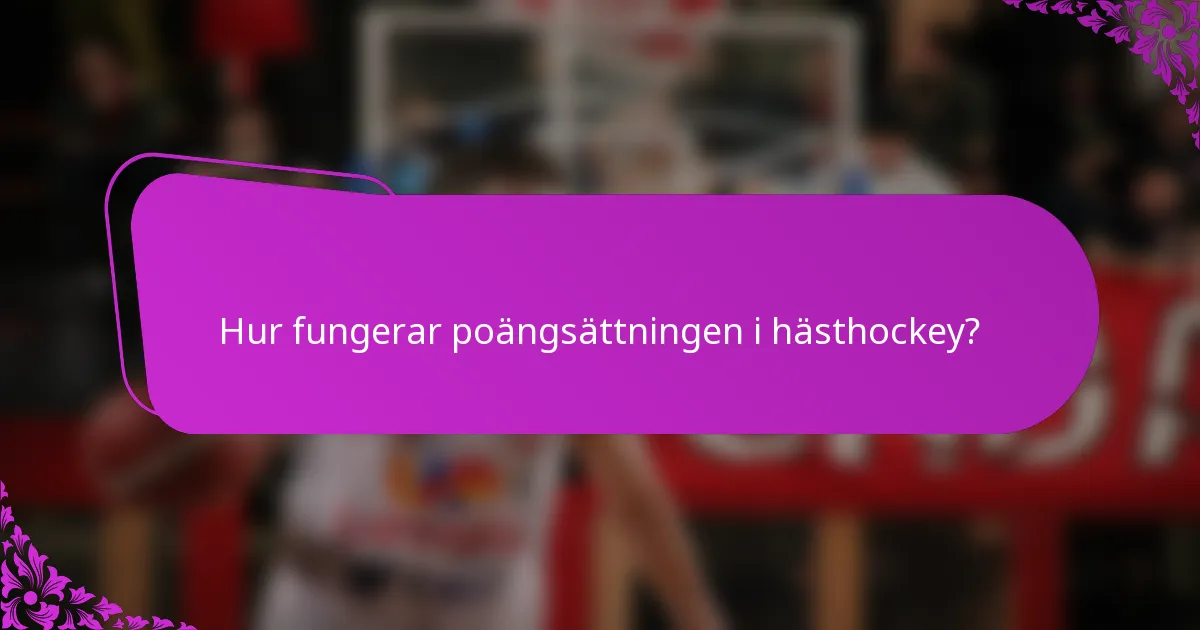 Hur fungerar poängsättningen i hästhockey?