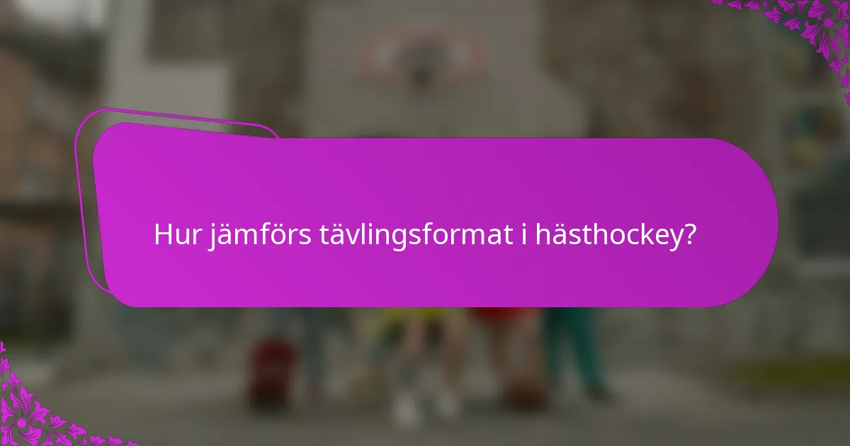 Hur jämförs tävlingsformat i hästhockey?