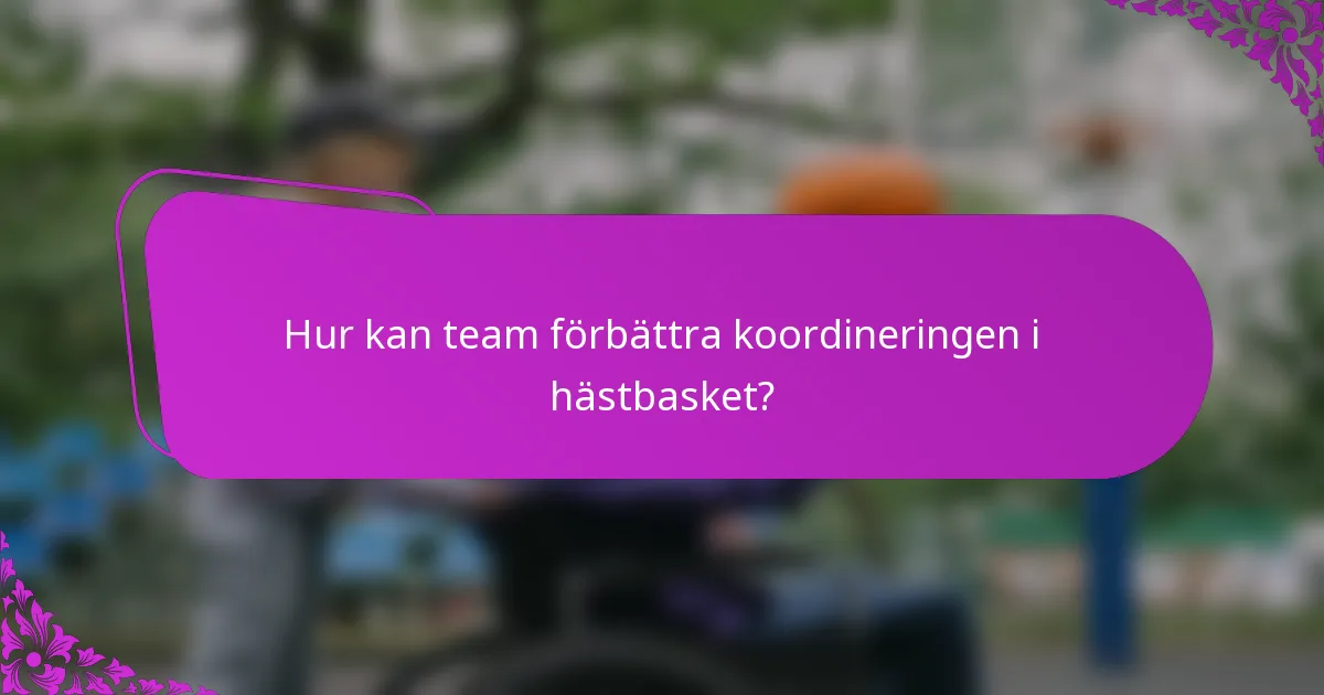 Hur kan team förbättra koordineringen i hästbasket?