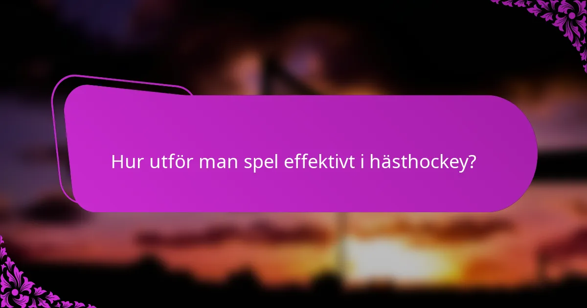 Hur utför man spel effektivt i hästhockey?