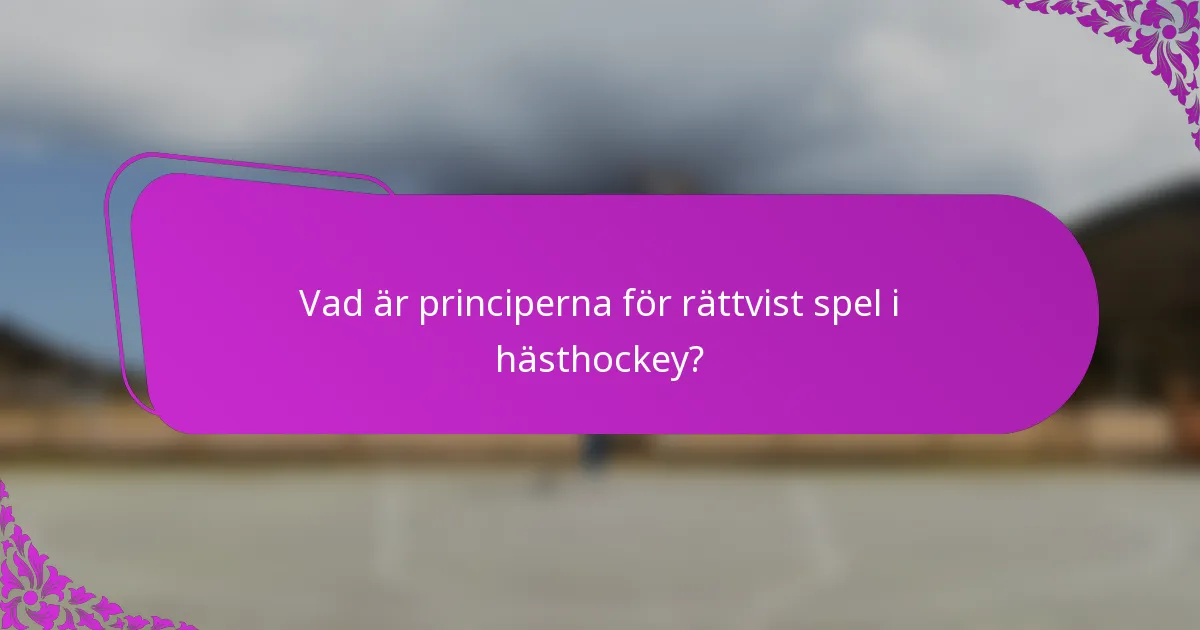 Vad är principerna för rättvist spel i hästhockey?