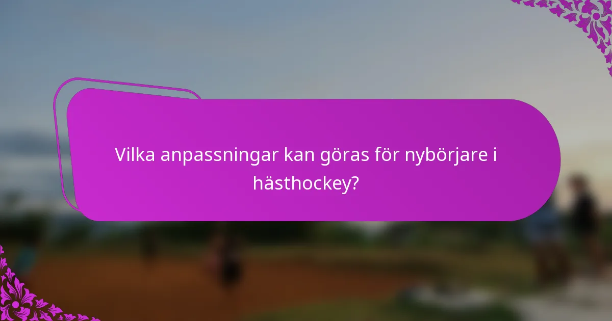 Vilka anpassningar kan göras för nybörjare i hästhockey?
