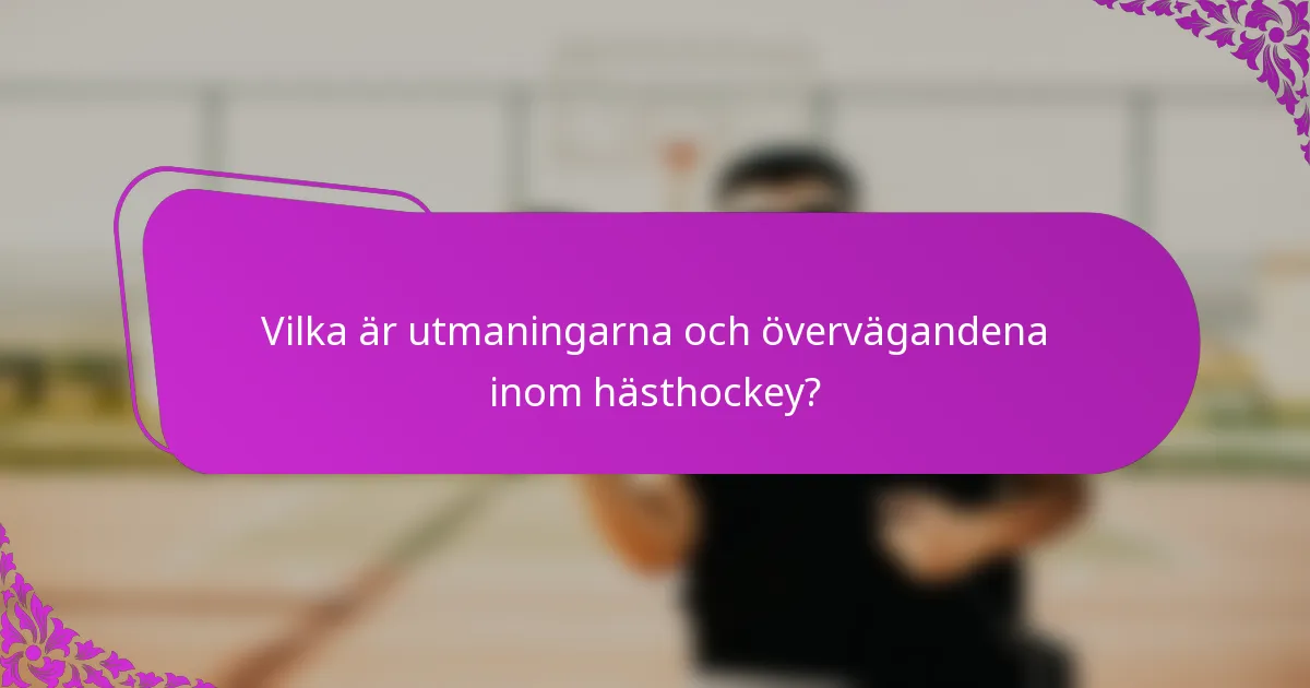 Vilka är utmaningarna och övervägandena inom hästhockey?