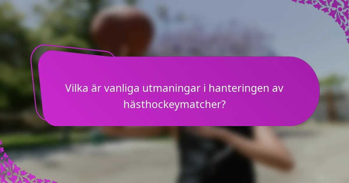 Vilka är vanliga utmaningar i hanteringen av hästhockeymatcher?