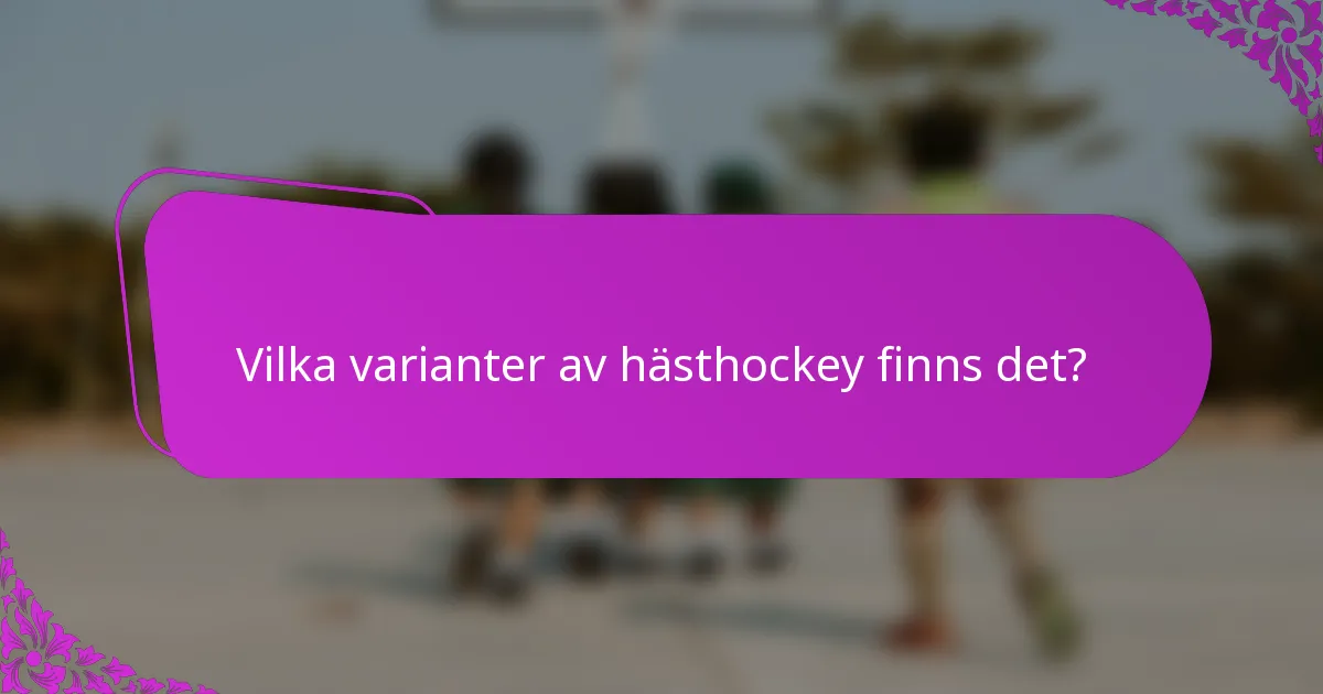 Vilka varianter av hästhockey finns det?